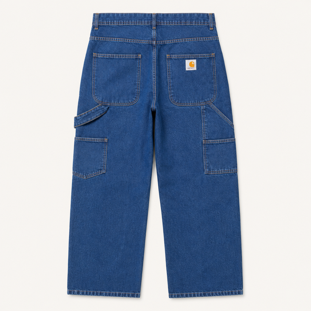 Jean charpentier Carhartt marine, vue de dos