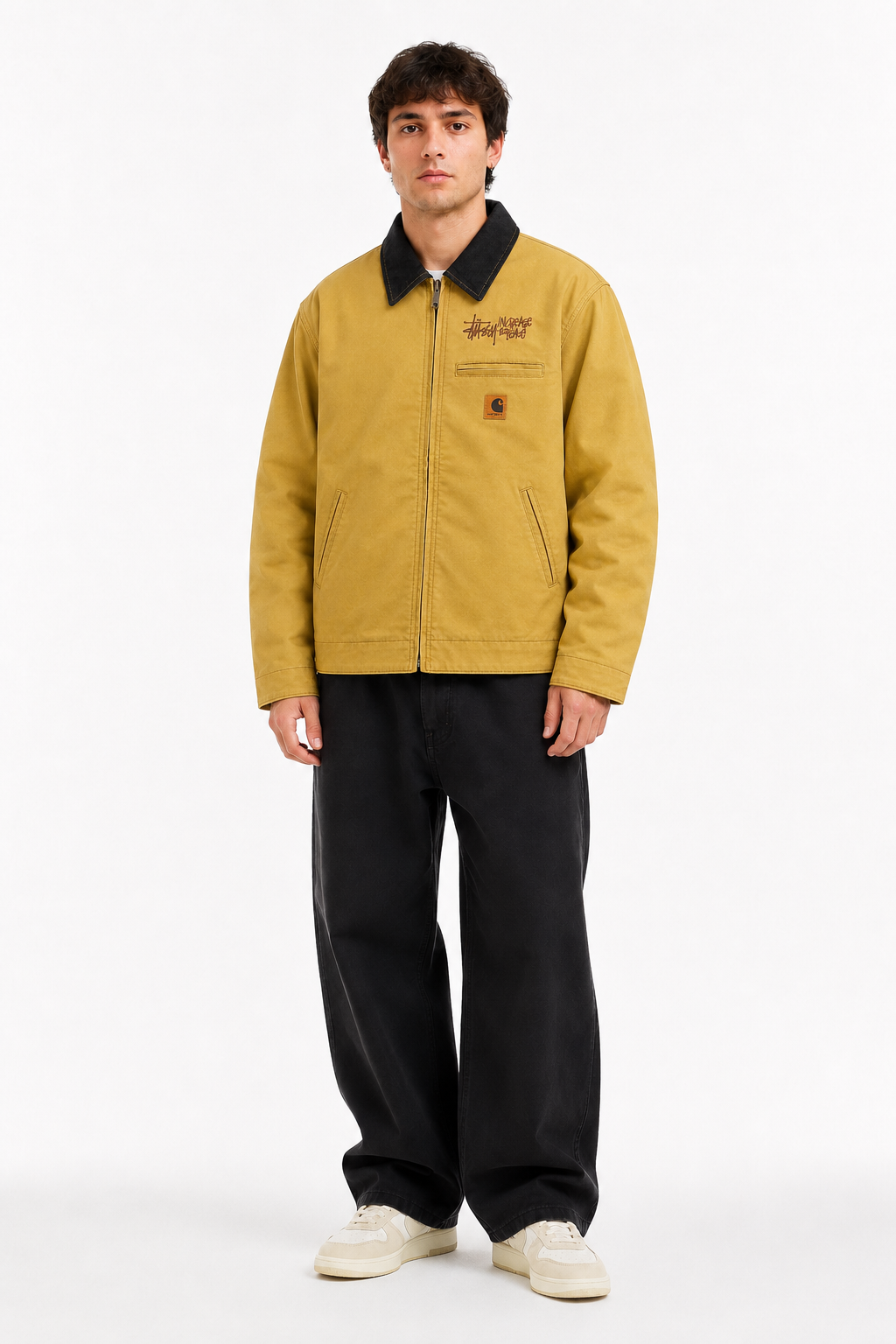 Veste Carhartt rework Stüssy portée